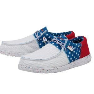 Hey Dude Wally Sox Tri Men's America Flag USA Patriotic Slip On Shoes Si…